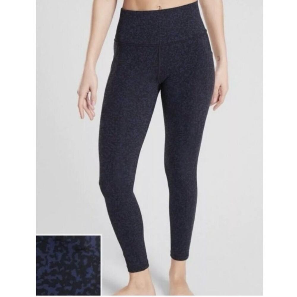 ATHLETA Blue Black Salutation Stash Pocket Gravel Tight Active Leggings Size S